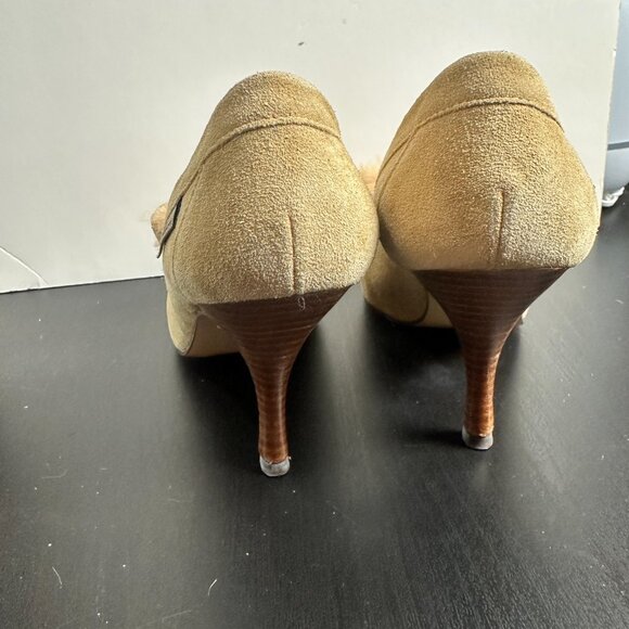 StUnNiNg Fur Lined DELMAN Suede Loafer Style Heels Tan Brown Size 7.5 - Picture 14 of 15